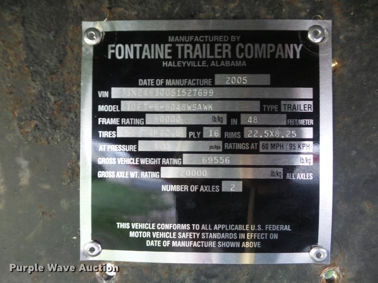 image for item DB6474 2005 Fontaine drop deck trailer