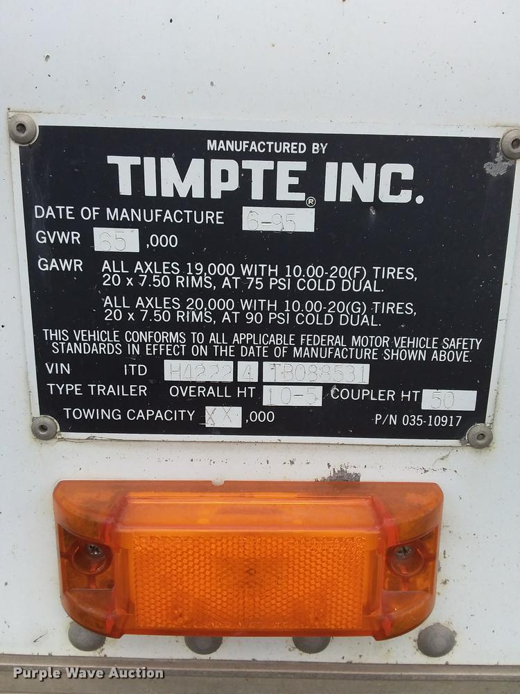 image for item DC4939 1996 Timpte double hopper bottom grain trailer