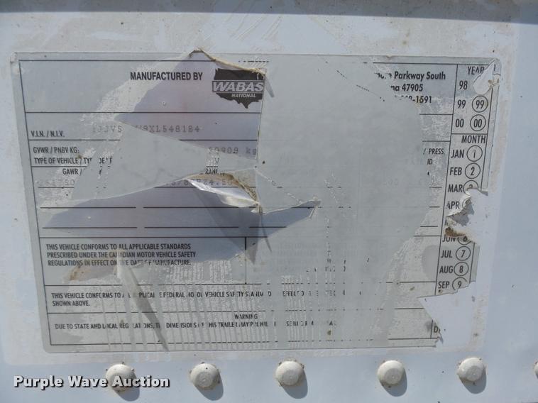 image for item DH9691 1999 Wabash refrigerated van trailer