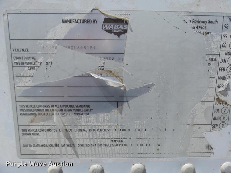 image for item DH9691 1999 Wabash refrigerated van trailer