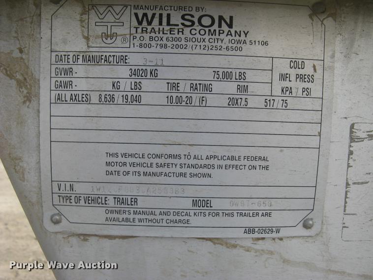 image for item L2264 2012 Wilson DWBT-650 belt trailer