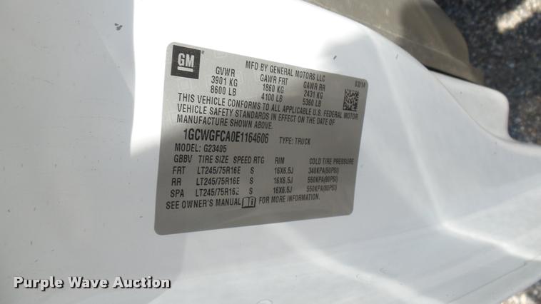 image for item DB3406 2014 Chevrolet Express 2500 Cargo van