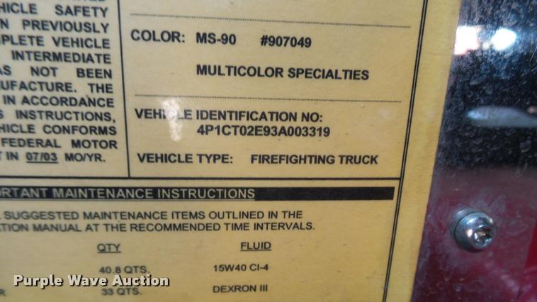 image for item L2266 2003 Pierce Quint ladder fire truck