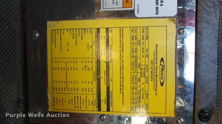 image for item L2267 2004 Pierce Quint ladder fire truck