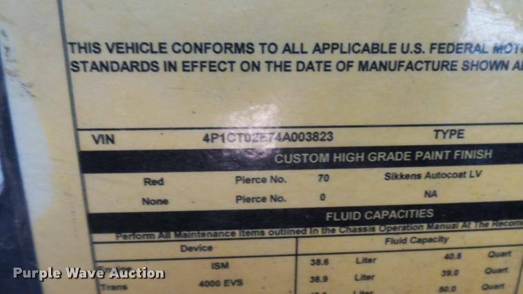 image for item L2271 2004 Pierce Quint ladder fire truck