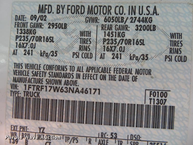 image for item DA2744 2003 Ford F150 pickup truck