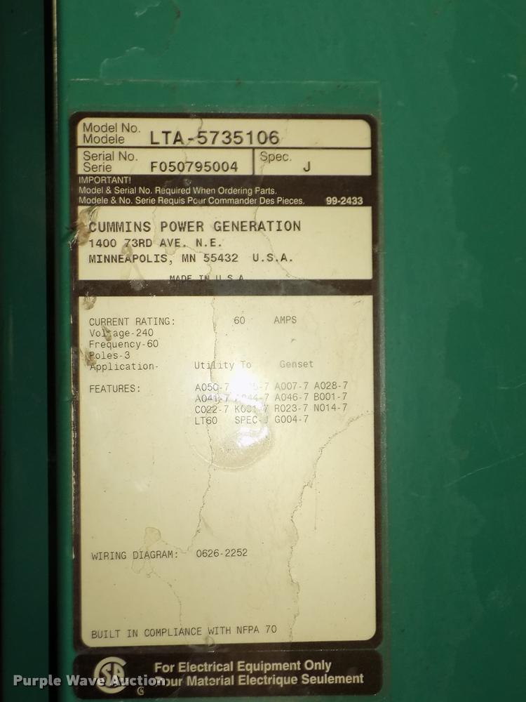 image for item DA3094 Onan RS12000 generator