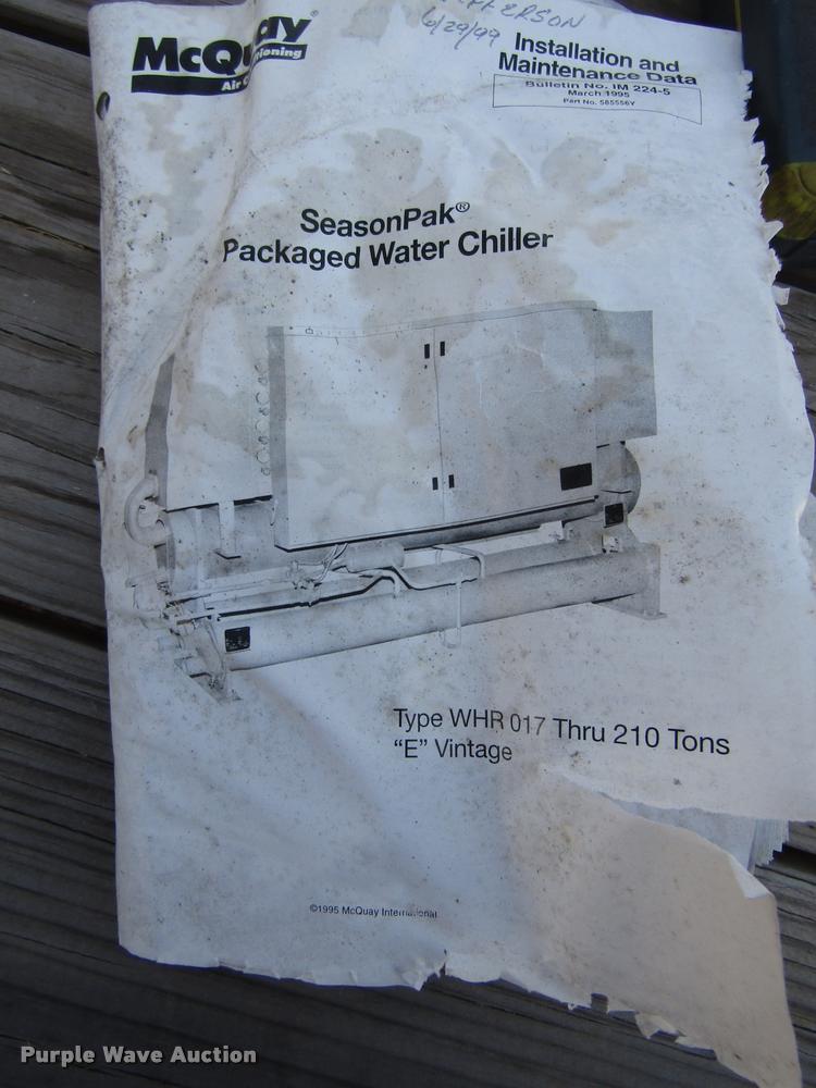 image for item DA3123 1999 McQuay water cooled reciprocating chiller/templifier heat pump