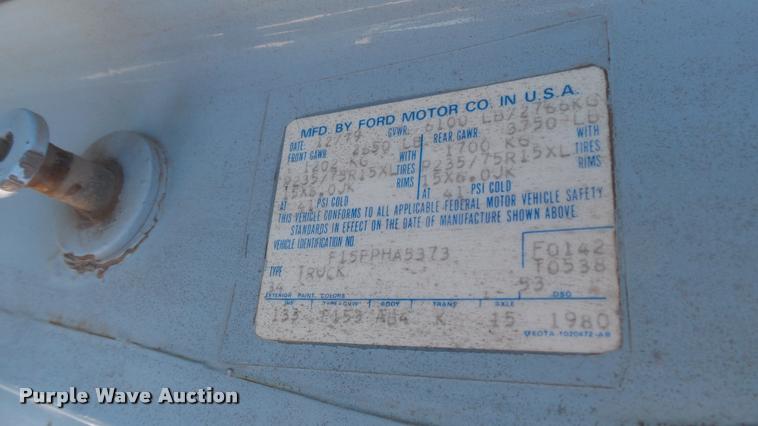 image for item DB3446 1980 Ford F150 flatbed pickup truck