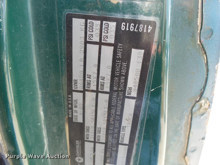 image for item DB5876 1989 Dodge W150 pickup truck