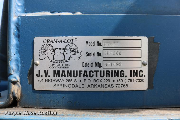 image for item DD0180 1995 Cram-A-Lot HX72 cardboard baler