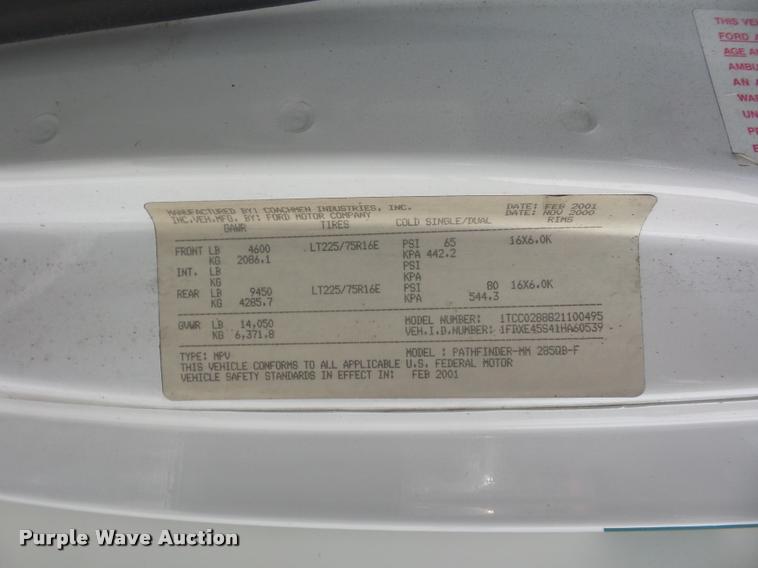 image for item DD1518 2001 Ford Econoline E450 Coachmen Pathfinder RV