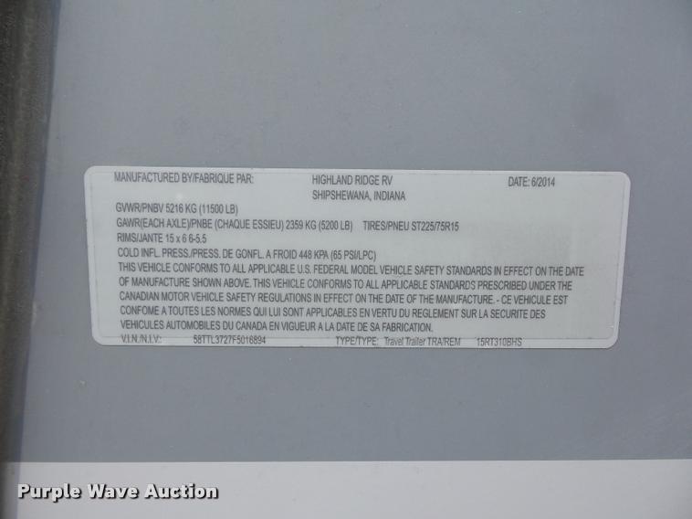 image for item DD1519 2015 Highland Open Ranger camper