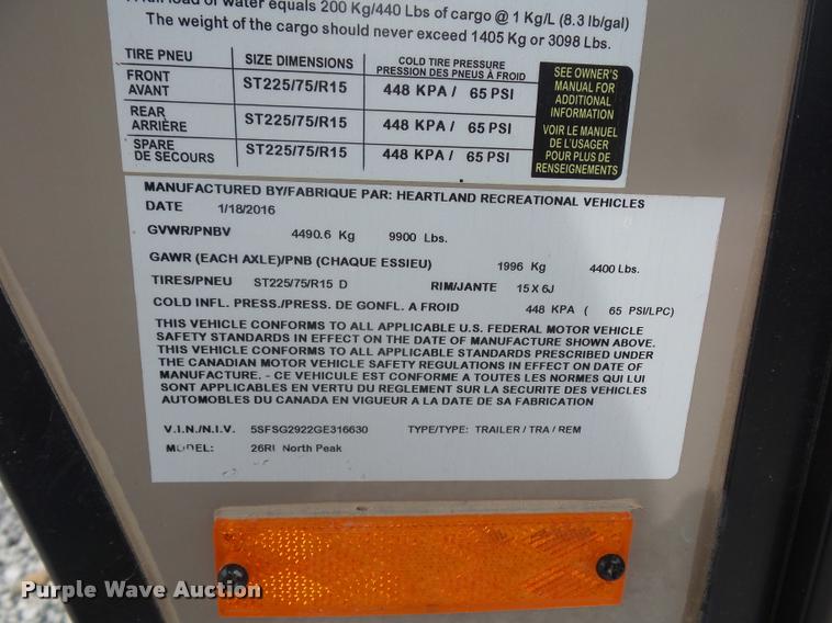 image for item DD1520 2016 Heartland North Peak camper