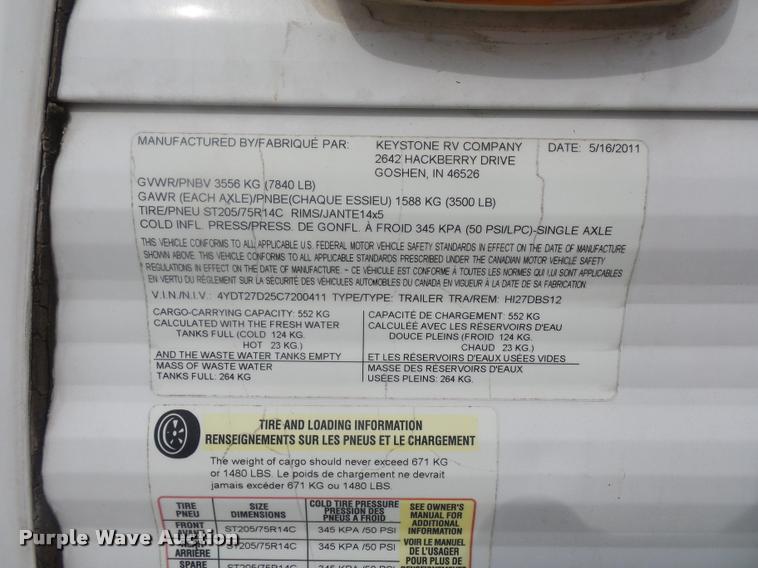 image for item DD1523 2012 Keystone Hideout camper