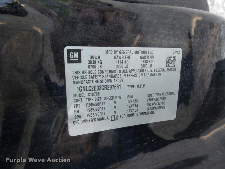 image for item DD1598 2012 Chevrolet Tahoe Police SUV