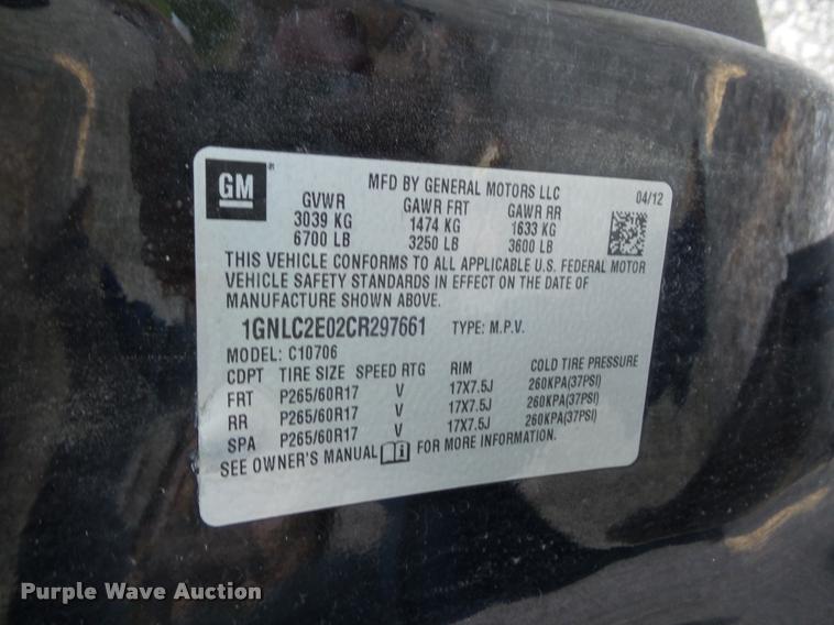 image for item DD1598 2012 Chevrolet Tahoe Police SUV