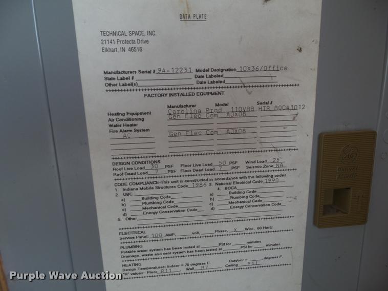 image for item DH9432 1994 TSI job site office trailer