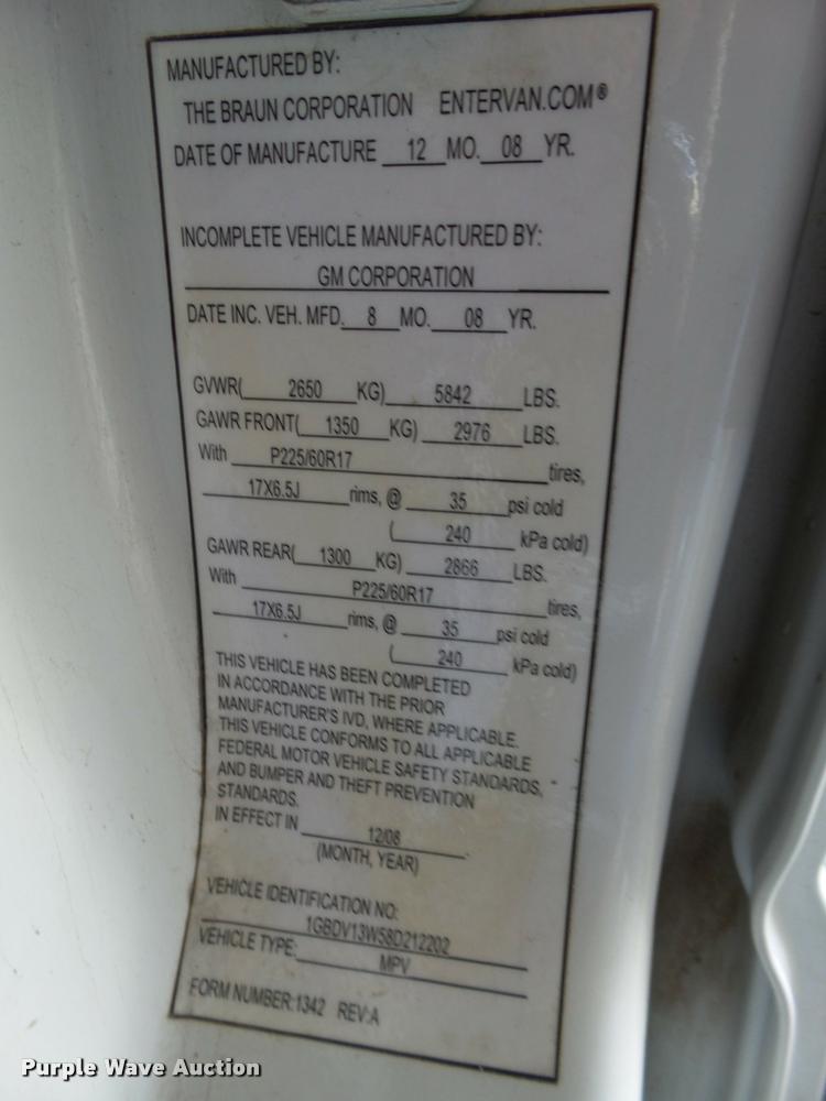 image for item DL9024 2008 Chevrolet Uplander Cargo van