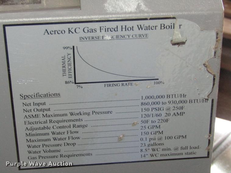 image for item DO9131 (2) 2006 Aerco KC series gas fired boilers