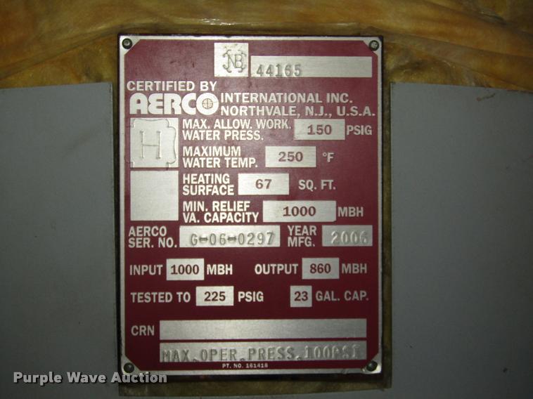 image for item DO9131 (2) 2006 Aerco KC series gas fired boilers