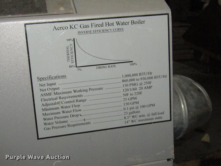 image for item DO9131 (2) 2006 Aerco KC series gas fired boilers