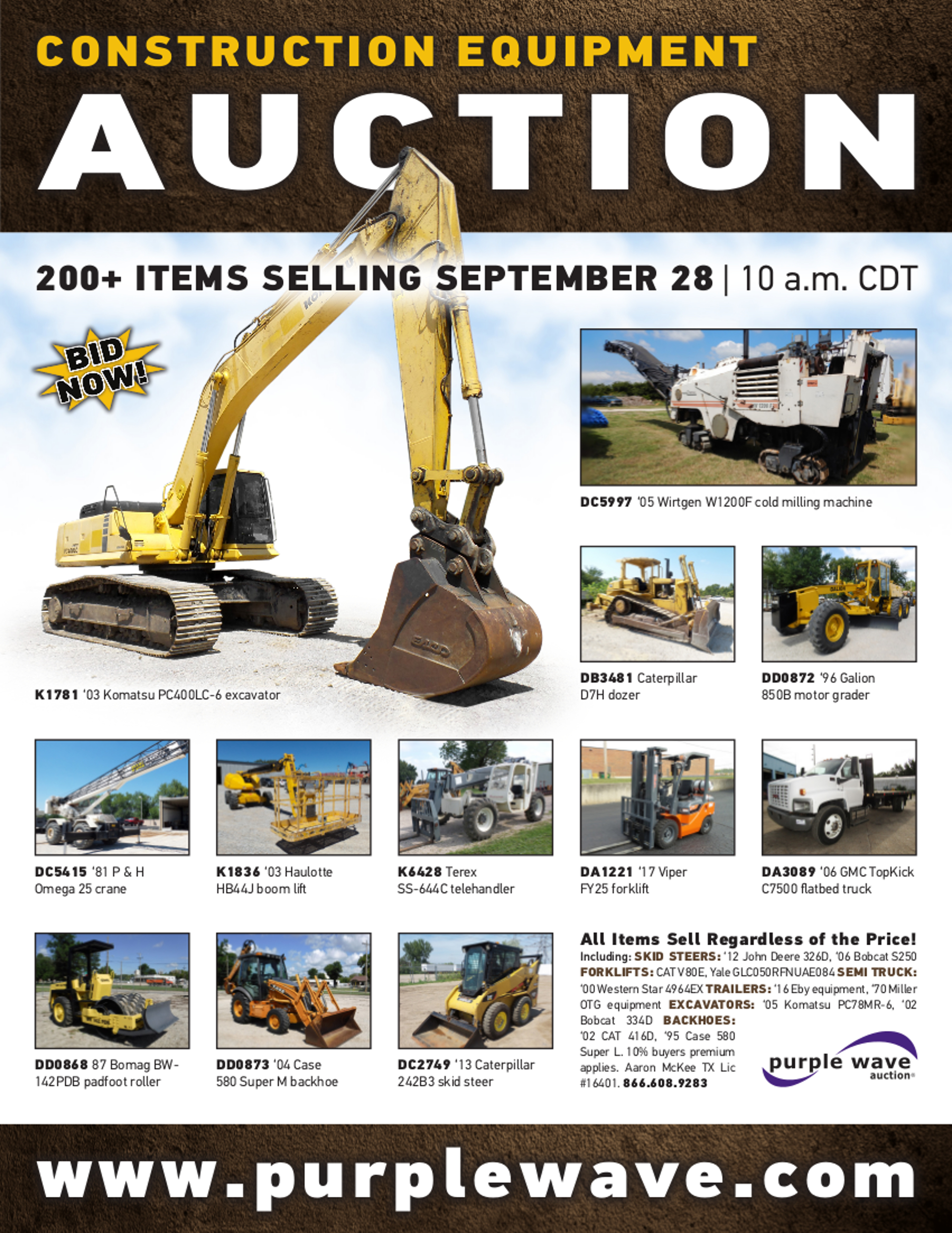 SOLD! Construction Equipment Auction Items Sold 9282017 Purple Wave