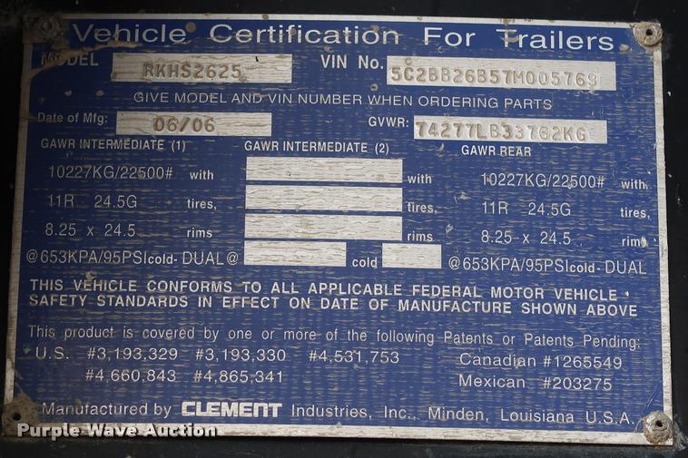 image for item BV9164 2007 Clement end dump trailer