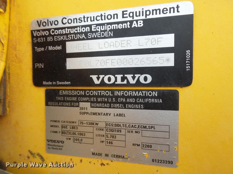 image for item DB6232 2011 Volvo L20F wheel loader