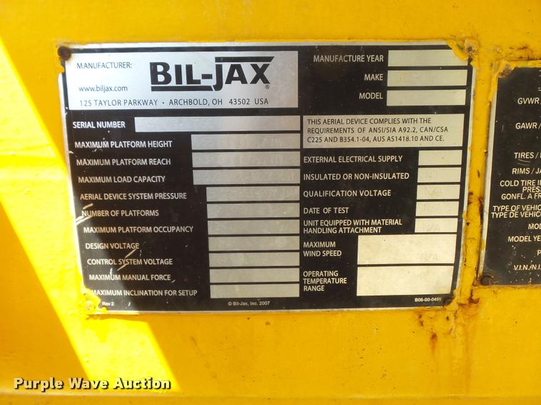image for item DB6454 2007 Biljax 5533A boom lift