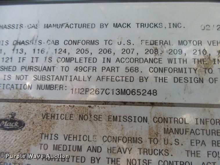 image for item DB7416 2003 Mack RD688S dump truck