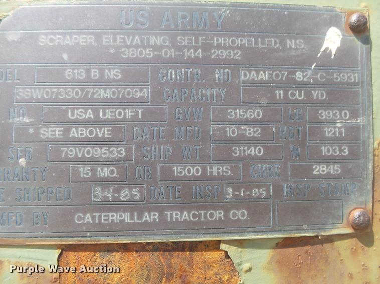 image for item DB7417 1982 Caterpillar 613B grid roller scraper