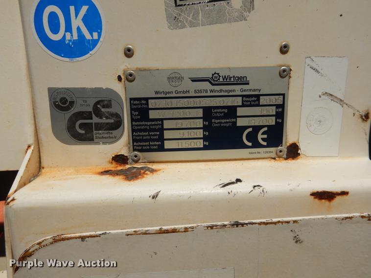 image for item DC5997 2005 Wirtgen W1200F cold milling machine