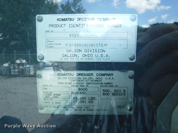 image for item DD0872 1996 Galion 850B motor grader