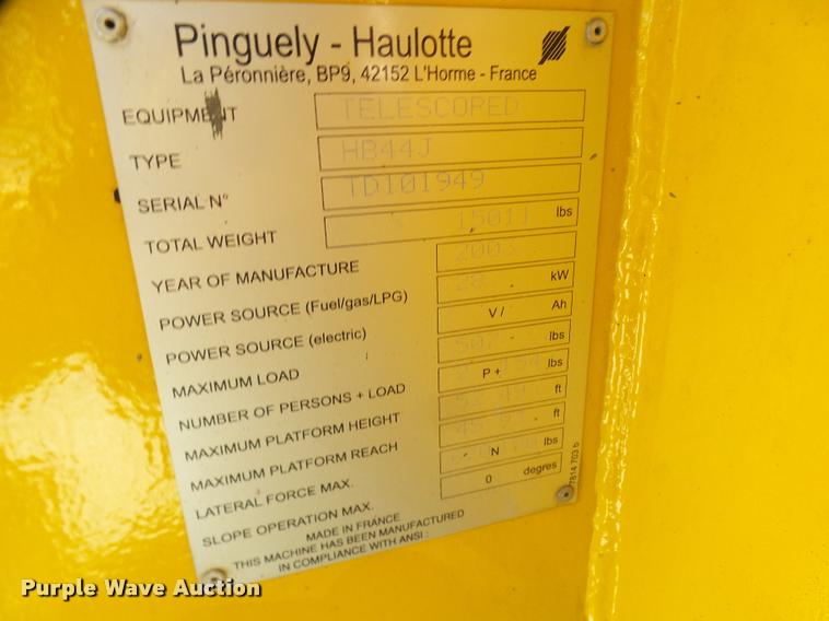 image for item K1836 2003 Haulotte HB44J boom lift