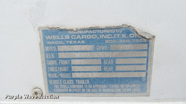 image for item L2295 1991 Wells Cargo enclosed cargo trailer