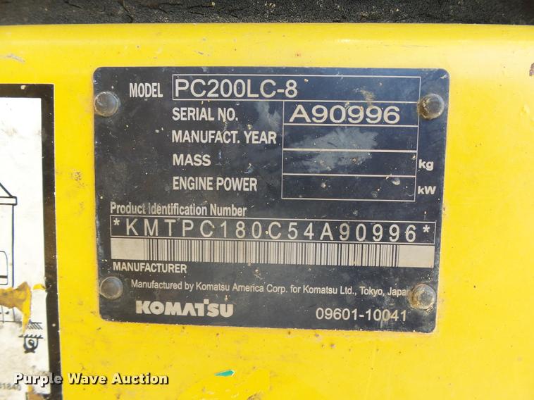 image for item L1922 2012 Komatsu PC200LC-8 excavator