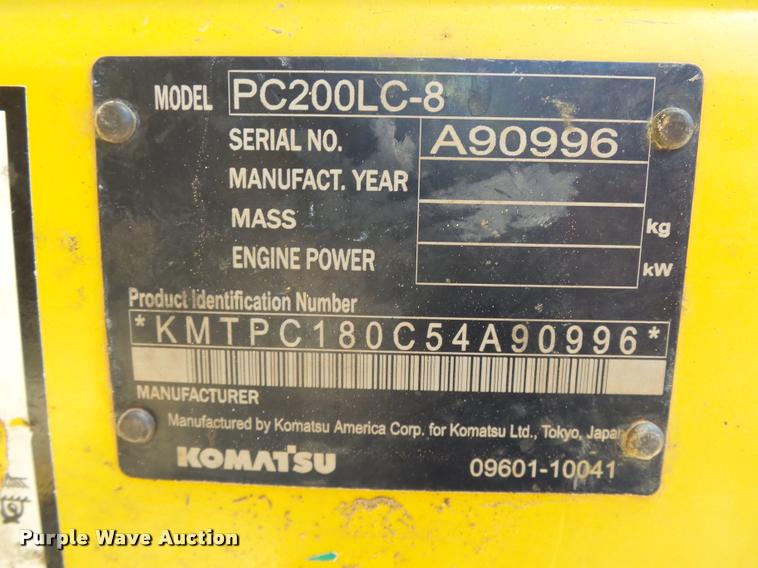 image for item L1922 2012 Komatsu PC200LC-8 excavator