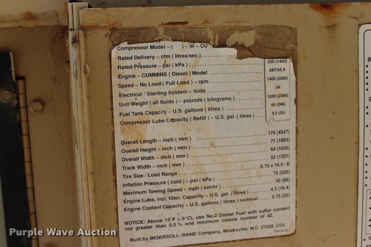 image for item L1946 1996 Ingersoll Rand VHP400 air compressor