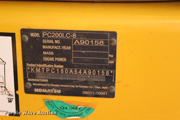 image for item L3234 2011 Komatsu PC200LC-8 HD excavator
