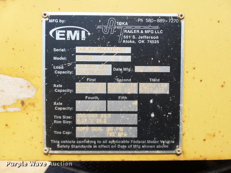 image for item L3235 2010 Atoka EL503 lowboy equipment trailer