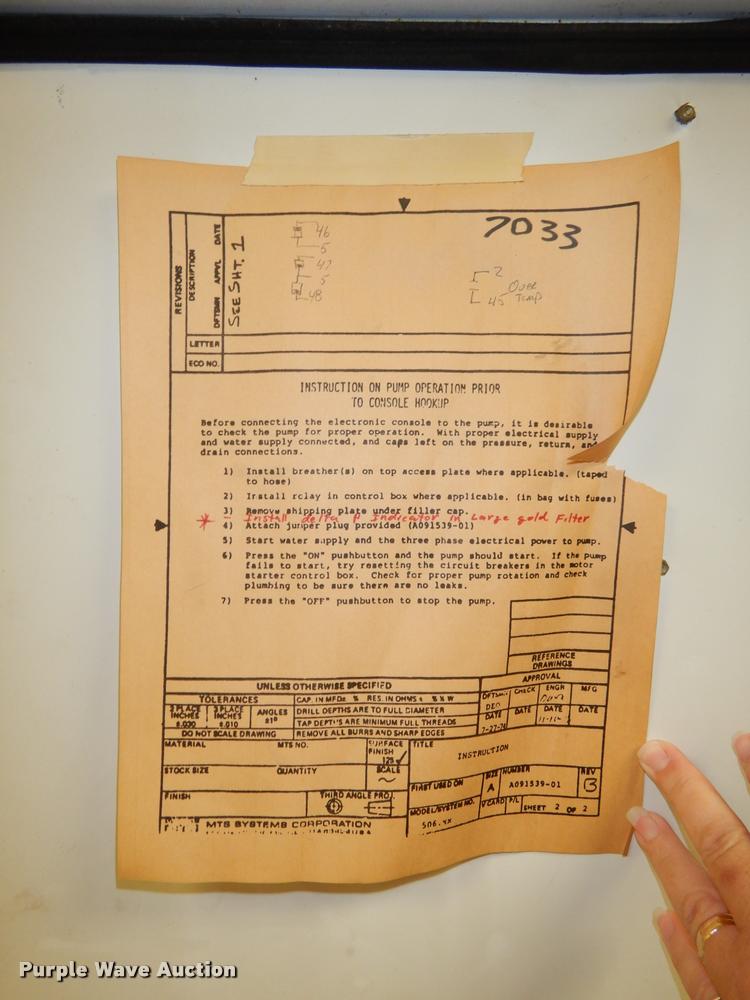 image for item BY9914 MTS Systems 506.81 hydraulic power supply