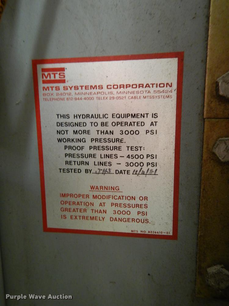 image for item BY9914 MTS Systems 506.81 hydraulic power supply