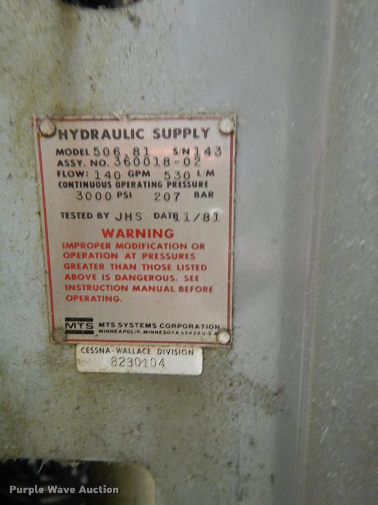 image for item BY9914 MTS Systems 506.81 hydraulic power supply