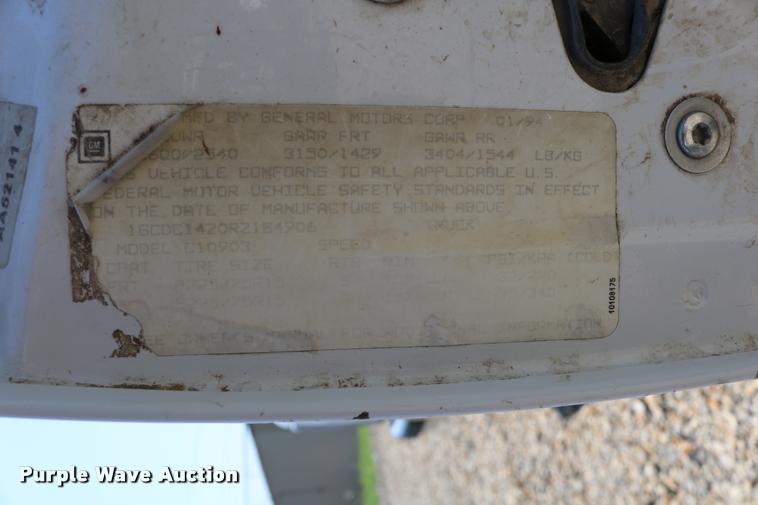 image for item DB9252 1994 Chevrolet 1500 pickup truck