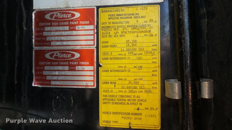 image for item DC2699 1984 Pierce Dash fire truck