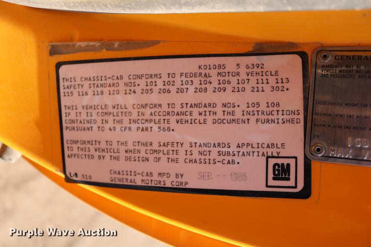 image for item DD0116 1987 Chevrolet C70 dump truck