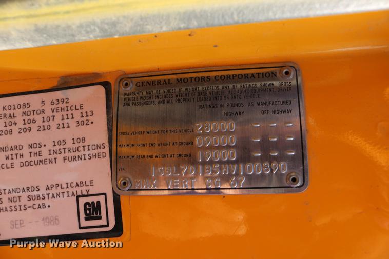 image for item DD0116 1987 Chevrolet C70 dump truck