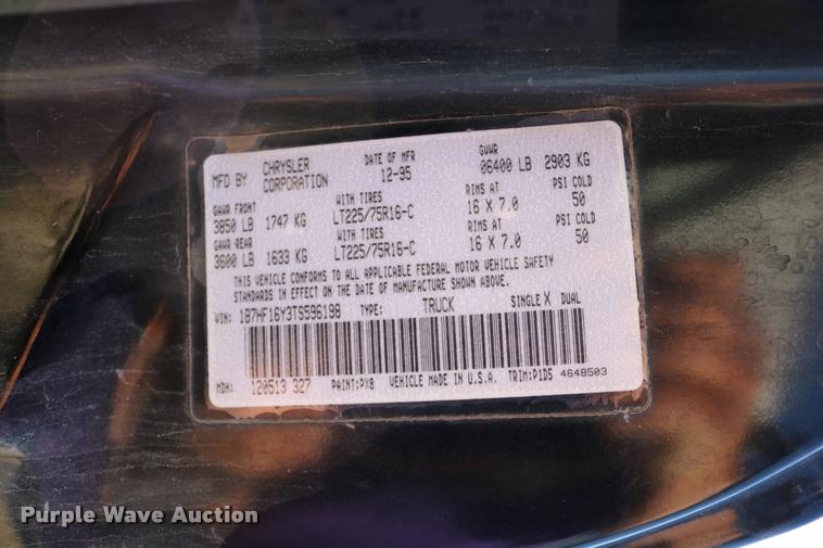 image for item DD0194 1996 Dodge Ram 1500 pickup truck