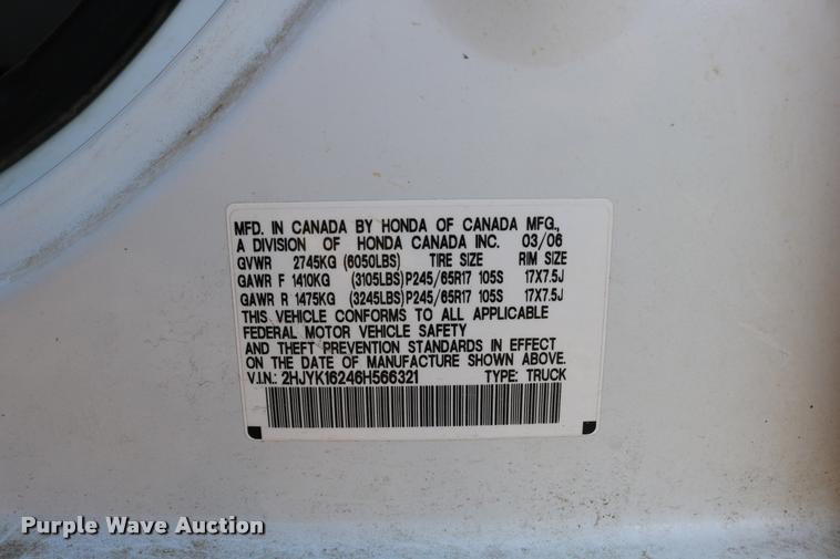 image for item DD0211 2006 Honda Ridgeline pickup truck